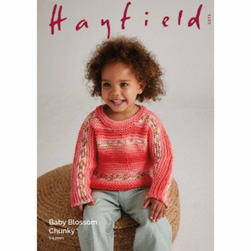 Hayfield Blossom Chunky Flower Show Sweater 5573 Knitted Pattern Download  
