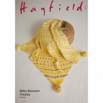 Hayfield Blossom Chunky Petal Pom Pom Blanket 5575 Knitted Pattern Download  