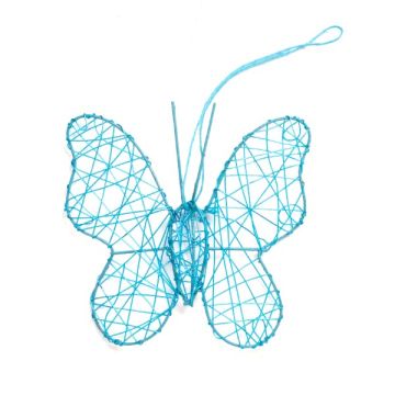 Wire Hanging Butterfly Turquoise 10cm