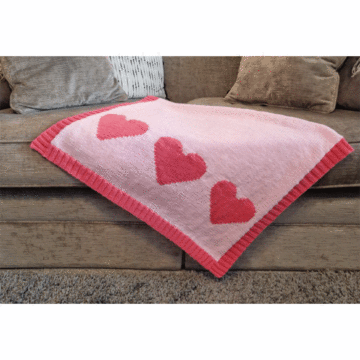 Heart Blanket Knitting Pattern Kit by Jenny Watson in West Yorkshire Spinners Bo Peep DK