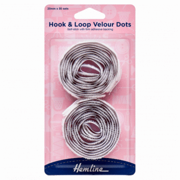Hemline Hook & Loop Dots: Self Adhesive White 20mm x 50 sets