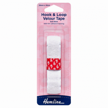 Hemline Hook & Loop Tape: Shelf Adhesive White 20mm x 30cm