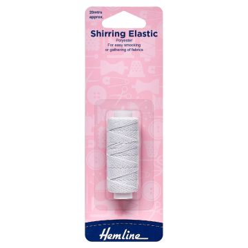 Hemline Shirring Elastic White 20m x 0.75mm