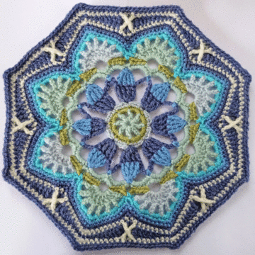Janie Crow Persian Tiles Crochet Blanket Light Blue Colourway in Stylecraft Life DK