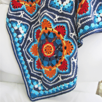 Janie Crow Persian Tiles Crochet Blanket Original Colourway in Stylecraft Life DK