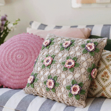 Janie Crow Gertrude Crochet Cushion Cover in Stylecraft Naturals Bamboo & Cotton DK