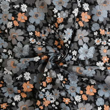Floral Cotton Poplin Fabric 3 Orange 148cm