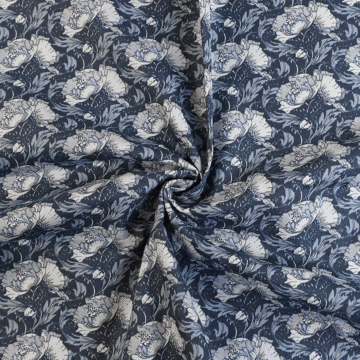 Windswept Floral Cotton Poplin Fabric 3 Blue 148cm