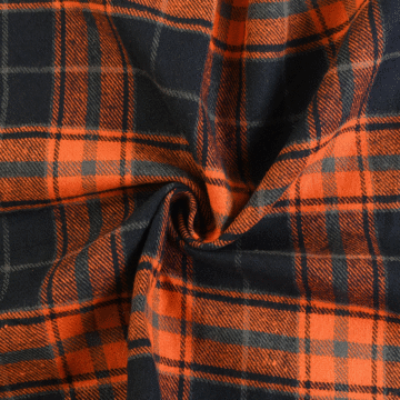 Brushed Cotton Check Fabric 4 Orange 150cm