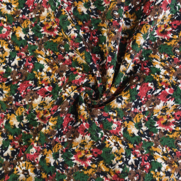Floral Polyester Nylon Corduroy Fabric 1 Green 150cm