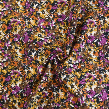 Floral Polyester Nylon Corduroy Fabric 3 Purple 150cm