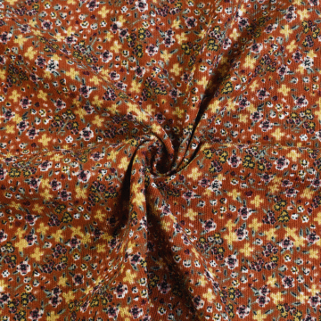 Ditsy Floral Polyester Nylon Corduroy Fabric 2 Rust 150cm