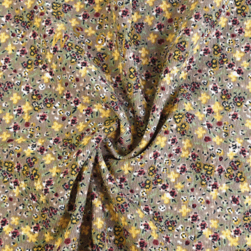 Ditsy Floral Polyester Nylon Corduroy Fabric 3 Brown 150cm
