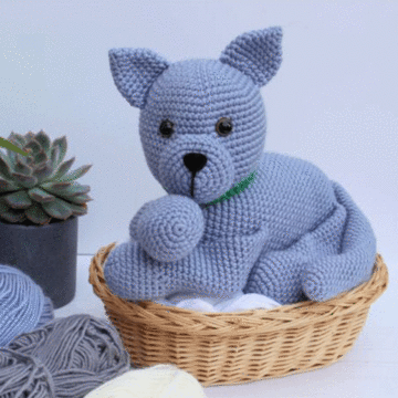 WoolCats Russian Blue Crochet Pattern Kit by Heather Gibbs in WoolBox Imagine Classic DK