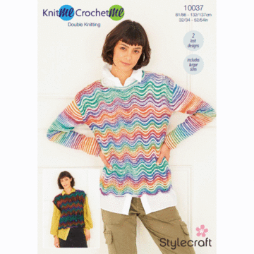 Stylecraft Knit Me Crochet Me DK Ladies Sweaters 10037 Knitting Pattern PDF  