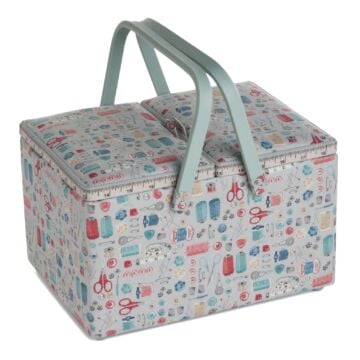 Sewing Box with Twin Lid Stitch in Time Multi 21cm x 30.5cm x 19.5cm