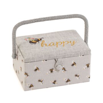 Embroidered Sewing Box Bee Happy Multi 18.5cm x 25.5cm x 14.5cm