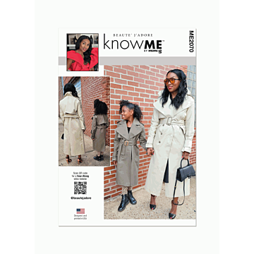 Know Me Sewing Pattern 2070(K5) Girls and Misses Trench Coat  7-14