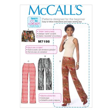 McCall's Sewing Pattern Misses' Shorts and Pants//M7198//6-14 M7198 6-14