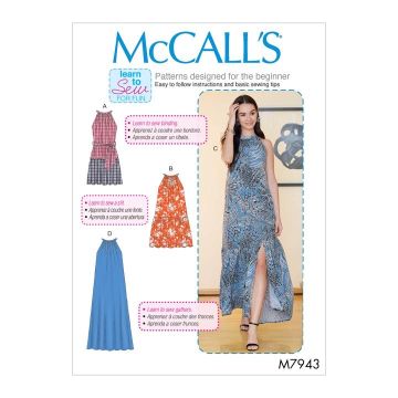 McCalls Sewing Pattern 7943 (Y) - Misses Dresses XS-M
