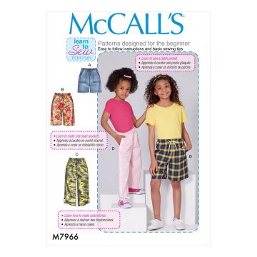 McCalls Sewing Pattern 7966 (CHJ) - Girls Shorts & Pants 7-14 M7966CHJ Age 7-14