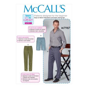 McCalls Sewing Pattern 7987 (NVV) - Mens Shorts & Pants 30-36 M7987NVV 30-36