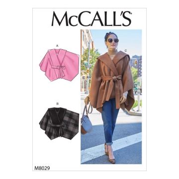 McCalls Sewing Pattern 8029 (Y) - Misses Capes & Belt XS-M M8029Y XS-M