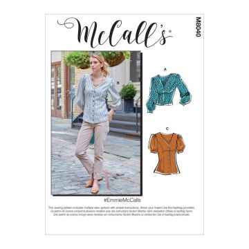 McCalls Sewing Pattern 8040 (A5) - Emmie Misses Tops 6-14 M8040A5 6-14