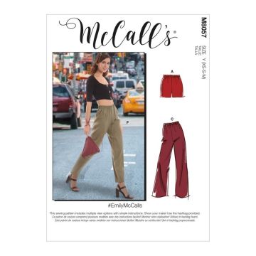 McCalls Sewing Pattern 8057 (Y) - Misses Shorts & Pants XS-M M8057Y XS-M