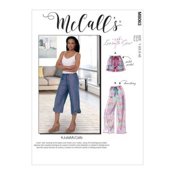 McCalls Sewing Pattern 8063 (Y) - Misses Shorts & Pants XS-M M8063Y XS-M
