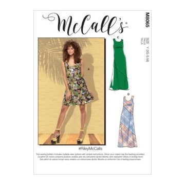 McCalls Sewing Pattern 8065 (Y) - Misses Dress XS-M M8065Y XS-M