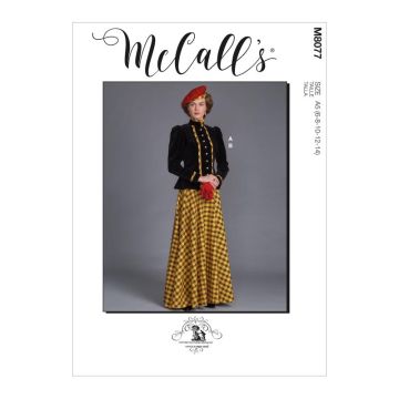 McCalls Sewing Pattern 8077 (A5) - Historical Jacket & Skirt 6-14 M8077A5 6-14