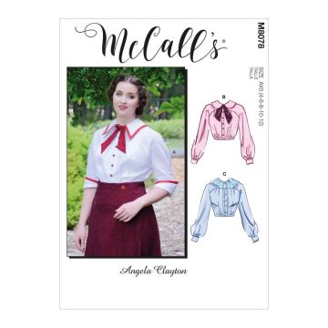 McCalls Sewing Pattern 8078 (AX5) - Misses Historical Blouse 4-12 M8078AX5 4-12