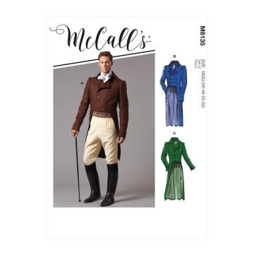 McCalls Sewing Pattern 8135 (MWW) - Mens Coats 38-44 M8135MWW 38-44