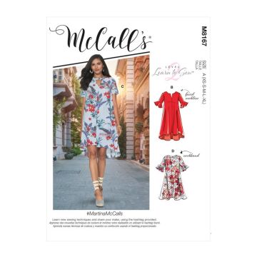 McCalls Sewing Pattern 8167 (A) - Martina Misses Dresses XS-XL M8167A XS-XL