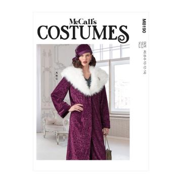 McCalls Sewing Pattern 8190 (E5) - Misses Coat & Hat 14-22 M8190E5 14-22