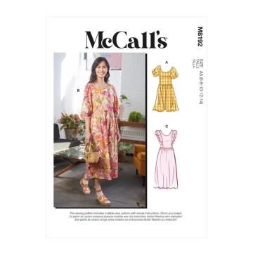 McCalls Sewing Pattern 8192 (A5) - Misses Dresses 6-14 M8192A5 6-14