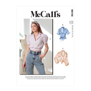 McCalls Sewing Pattern 8198 (A5) - Misses Tops 6-14 M8198A5 6-14