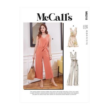 McCalls Sewing Pattern 8218 (A5) - Misses Jumpsuits 6-14 M8218A5 6-14