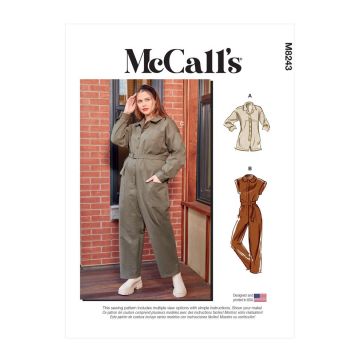 McCalls Sewing Pattern 8243 (RR) - Misses Jumpsuit & Belt 18-24 M8243RR 18W-24W