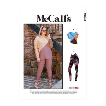 McCalls Sewing Pattern 8244 (RR) - Misses Tops & Leggings 18-24 M8244RR 18W-24W