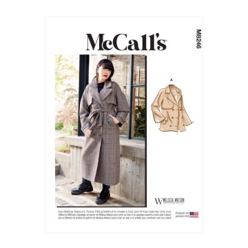 McCalls Sewing Pattern 8246 (F5) - Misses Jacket Coat & Belt 16-24 M8246F5 16-24