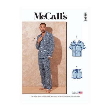 McCalls Sewing Pattern 8262 (XM) - Mens Pajamas S-L M8262XM S-L