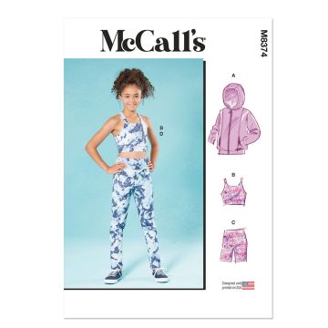 McCall's Sewing Pattern M8374 (A) Girls Knit Jacket Cropped Top & Leggings  S-L