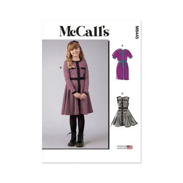 McCall's Sewing Pattern 8445 (A) Girls' Knit Dresses  7-8-10-12-14