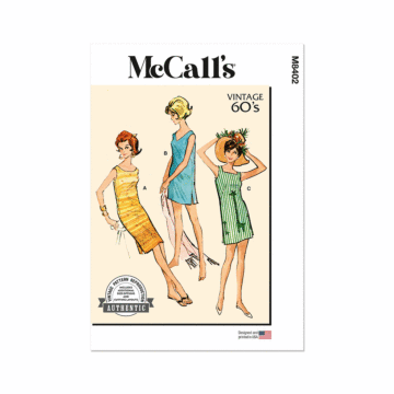 McCall's Sewing Pattern 8402 (A) Misses' Dresses Choice of Necklines  S-M-L