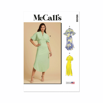 McCall's Sewing Pattern 8406 (U5) Misses' Dress Hemline  16-18-20-22-24
