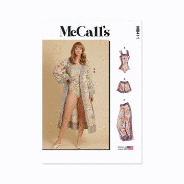 McCall's Sewing Pattern 8411 (D5) Bodysuit, Robe,Shorts,Pants  4-6-8-10-12