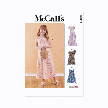 McCall's Sewing Pattern 8418 (A) Girls' Dress in Two Lengths  7-8-10-12-14-16