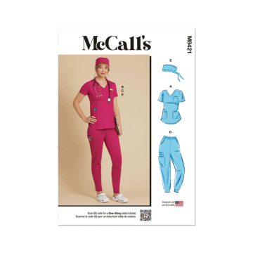 McCall's Sewing Pattern 8421 (U5) Miss Scrub Top Pants Jogger  16-18-20-22-24